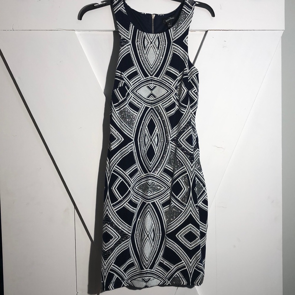 Navy + Silver Formal Dress